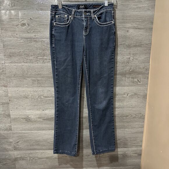 Earl Jeans Denim - Earl Jeans Straight Leg Womens Denim Jeans Size 6 Embroidered Bling Flap Pocket